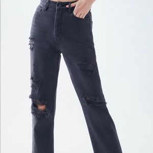 PacSun Noir Black High Waisted Straight Leg Jeans